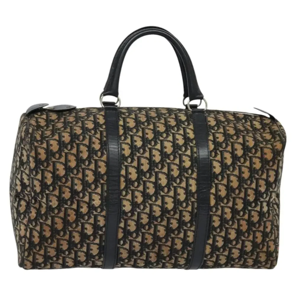 DIOR Trotter Canvas Boston Bag Navy Silver